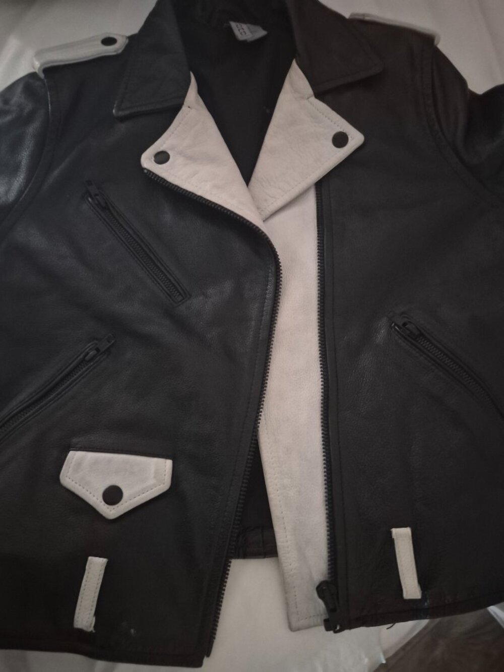 H &M leather jacket size 10